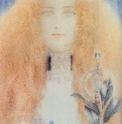 Fernand Khnopff Head of a Woman Spain oil painting artist